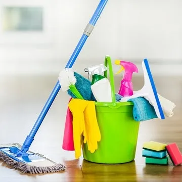 Lovely lady cleaning