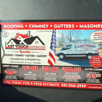 Last touch roofing & chimney LLc