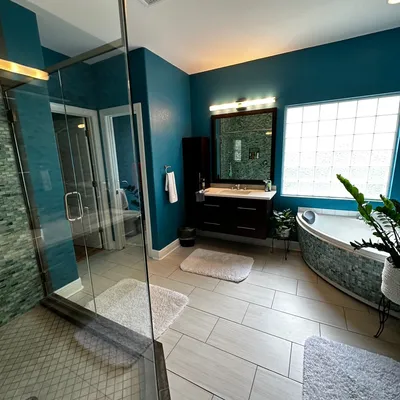 Two bathrooms and one kitchen