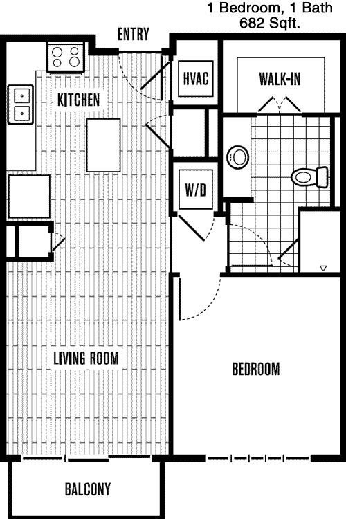 #6  Floor Plan 1x1 - Sabina, Austin, TX for Rent