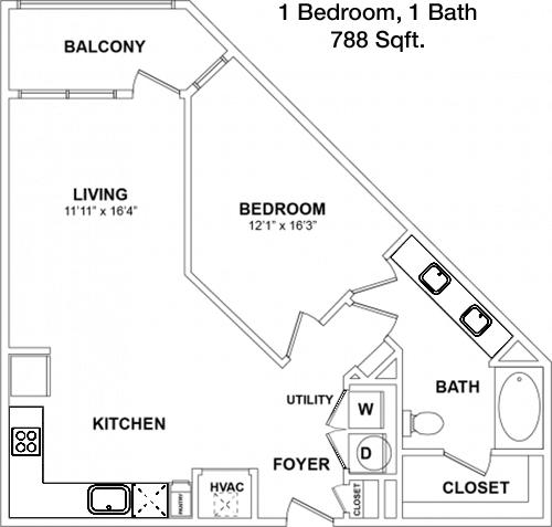 #4  Floor Plan 1x1 - Jane At Preston Trails, Cedar Hill, TX for Rent