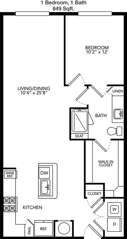 #6  Floor Plan 1x1 - Ellison Heights, Houston, TX for Rent