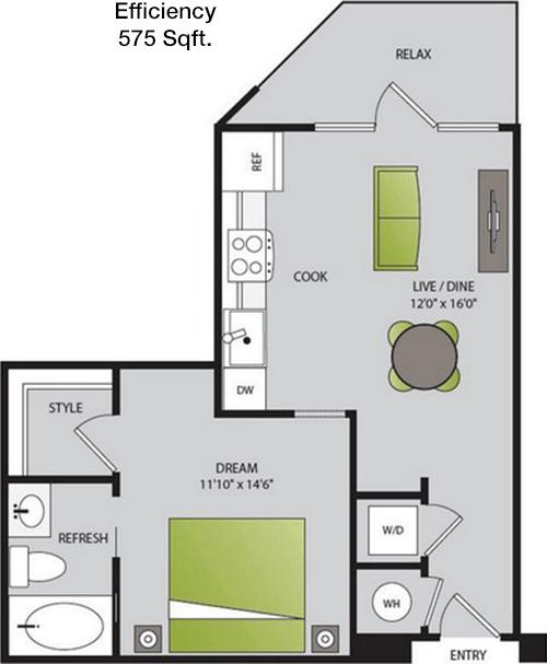 #6  Floor Plan Efficiency - Modena, Dallas, TX for Rent