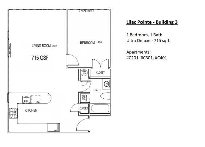 Lilac Pointe C Building - 1 Bedroom Deluxe+ for Rent