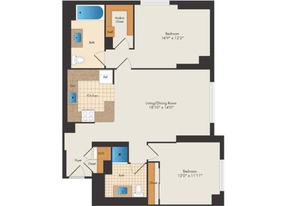 15 Bank Apartments - Downing - 2 Bed 2 Bath for Rent