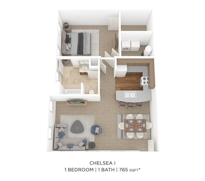 Worthington Apartments and Townhomes - One Bedroom - Chelsea I - 765 sqft for Rent