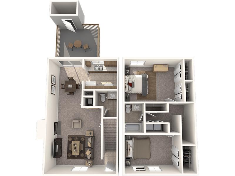 The Woods of Eagle Creek - The Den: Two Bedroom Townhome for Rent