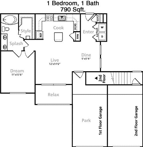 #4  Floor Plan 1x1 - Marquis At The Reserve, Katy, TX for Rent