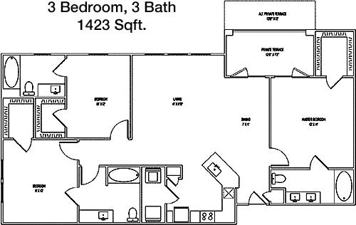 #1  Floor Plan 3x3 - Luxe At Mercer Crossing, Farmers Branch, TX for Rent