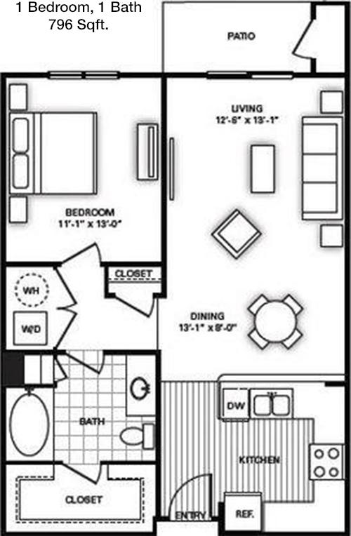 #4  Floor Plan 1x1 - Avery On Southwestern, Dallas, TX for Rent