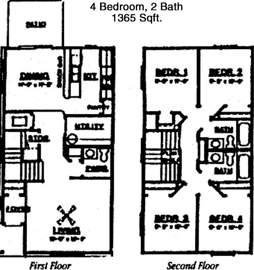 #1  Floor Plan 4x2 - Post Oak Villa, San Marcos, TX for Rent