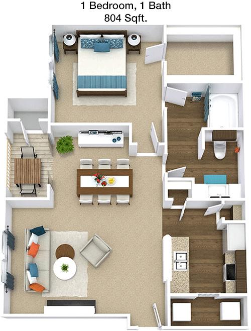 #2  Floor Plan 1x1 - Abbey At Vista Ridge, Lewisville, TX for Rent